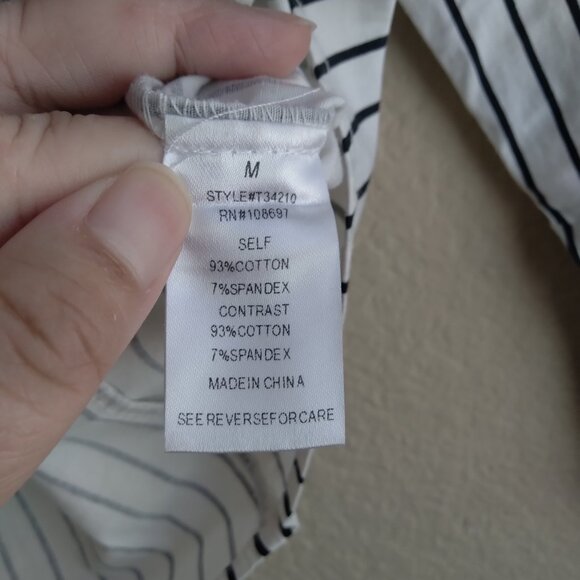 Lipslide White and Black Striped Long Sleeve Blouse with Ruffles - Picture 5 of 5